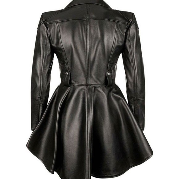 Abbraci Black Faux Leather Women's Moto Jacket with Peplum Size L - Picture 2 of 16